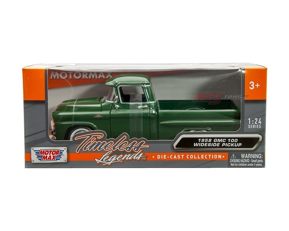 Motormax 1:24 1958 GMC 100 Wideside Pickup - verde - Timeless Legends