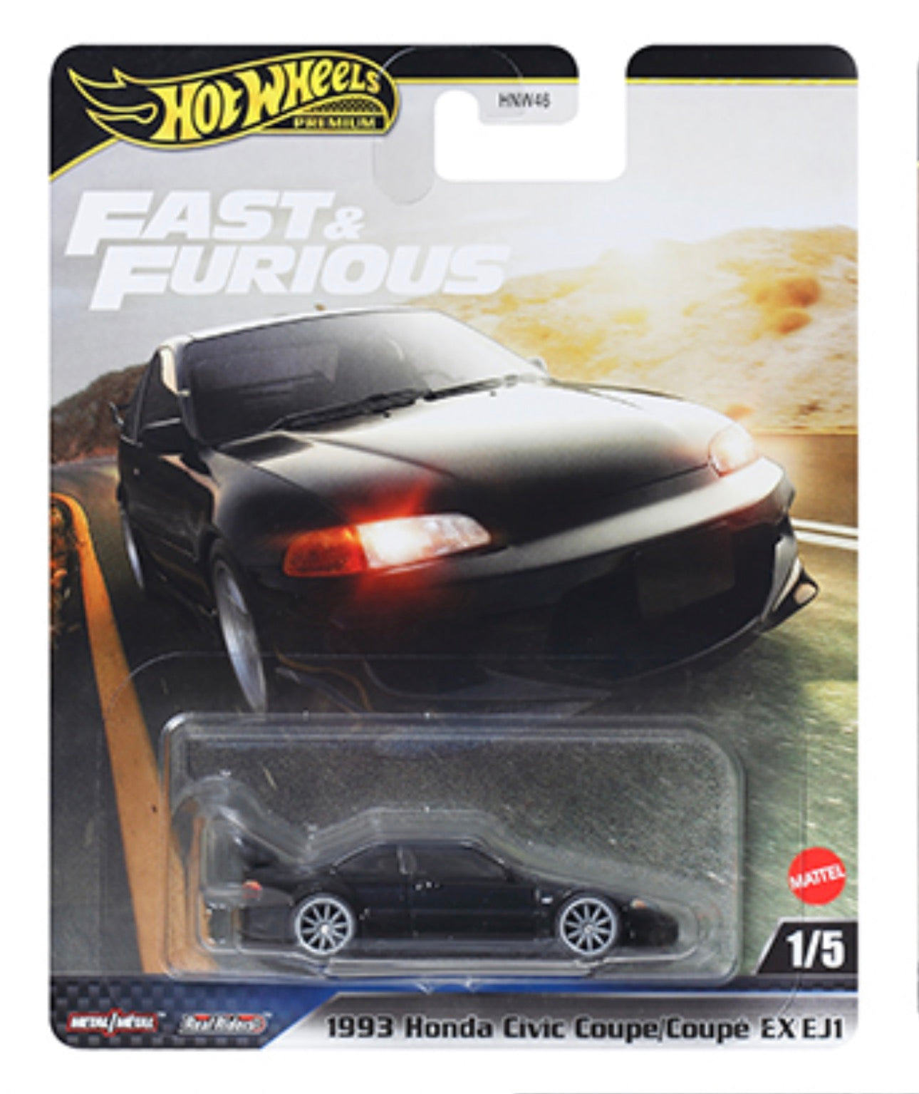 Hot Wheels 1:64 1993 HONDA CIVIC COUPÉ - Rápido y furioso Premium 2025 M