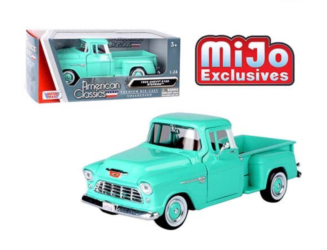 Motormax 1955 Chevrolet Stepside Turquesa 1:24