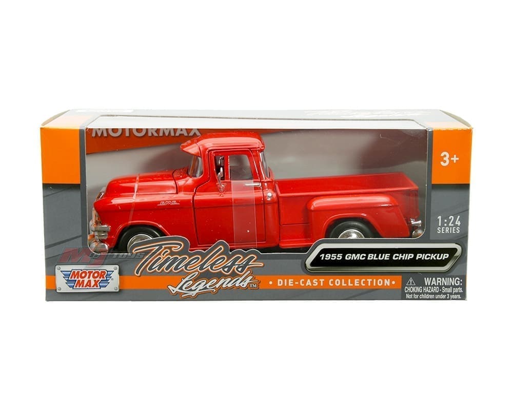 Motormax 1:24 1955 GMC Blue Chip Pickup – rojo – Timeless legends