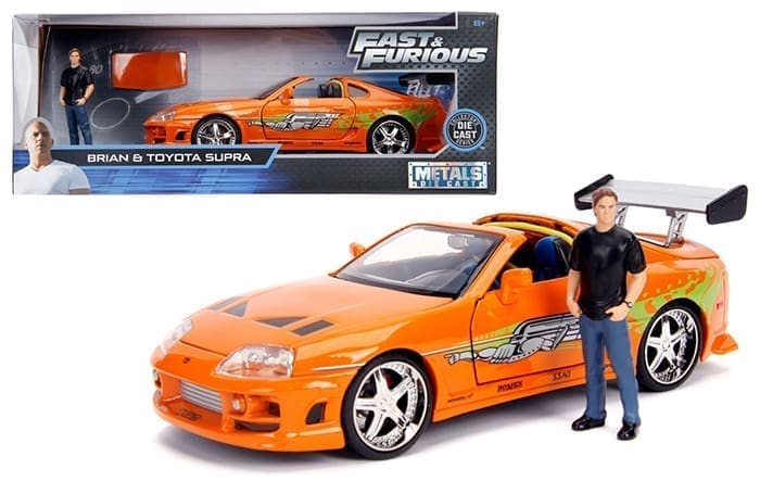 Jada 1:24 - Brian’s 1995 Toyota Supra - Rápidos y furiosos - Figura incluida (Orange)