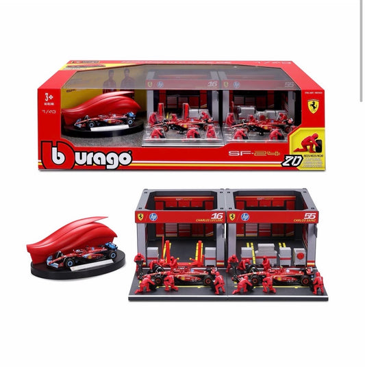 Bburago Set Equipo de carreras Ferrari 1:43