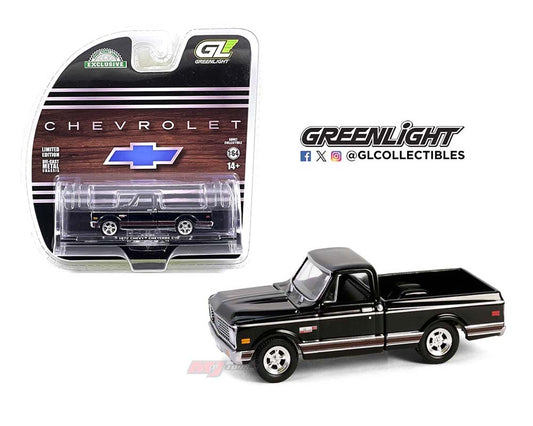 Greenlight 1:64 1972 Chevrolet Cheyenne C10 caja corta – Negro – Hobby Exclusive