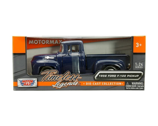 Motormax 1:24 1956 Ford F-100 Pickup – Azul oscuro – Timeless Legends