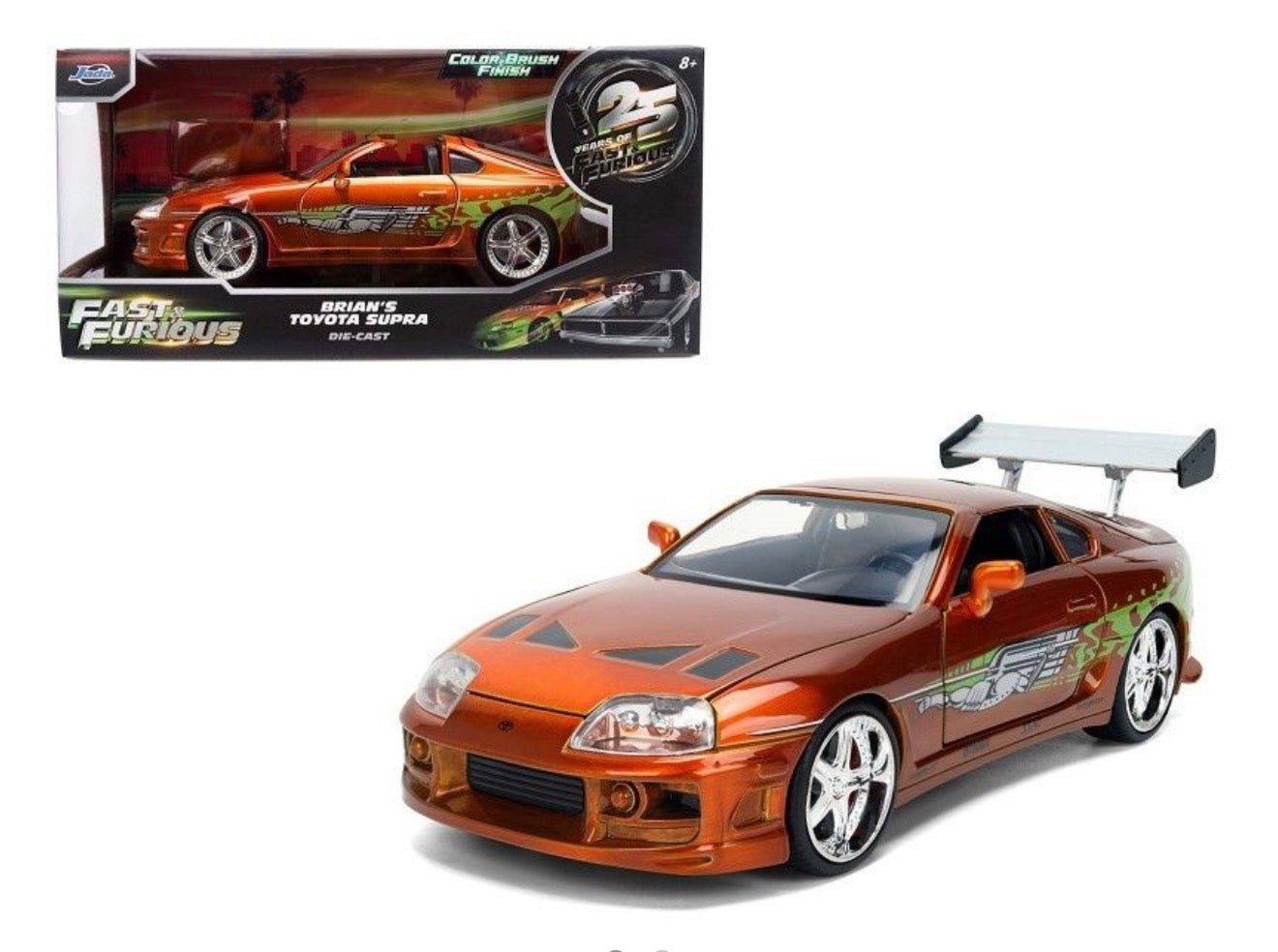Jada 1:24 - Brian's 2005 Toyota Supra -  Naranja Metalico - Rápidos y Furiosos 25 Aniversario