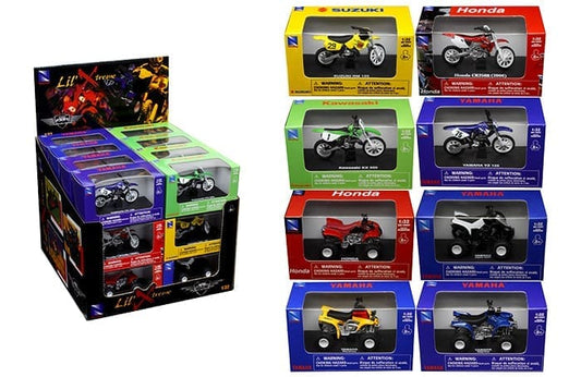 New Ray motocicletas y vehículos todoterreno 1:32 – Lil’Xtreme Display de 24 piezas