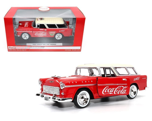 Motor City Classics 1:24 Coca-Cola 1955 Chevrolet Nomad - Rojo con tapa beige