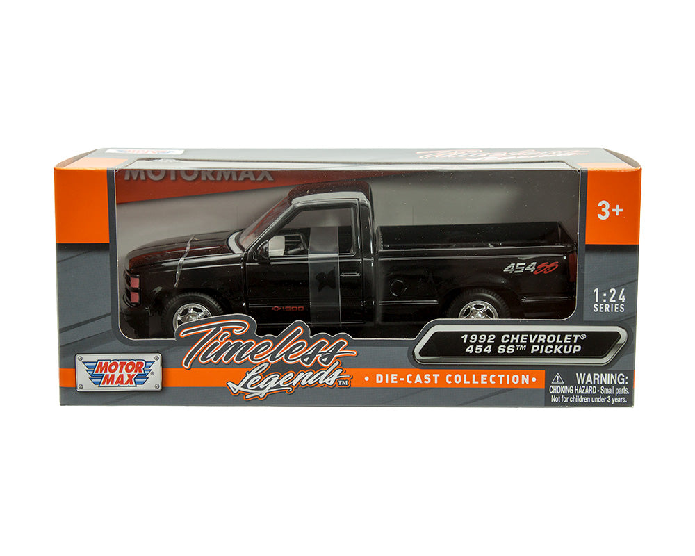 Motormax 1:24 1992 Chevrolet 454 SS Pickup - Negro - Times Legends