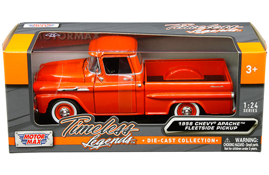 Motormax 1:24 1958 Chevrolet Apache Fleetside Pickup - Naranja - Times Legends
