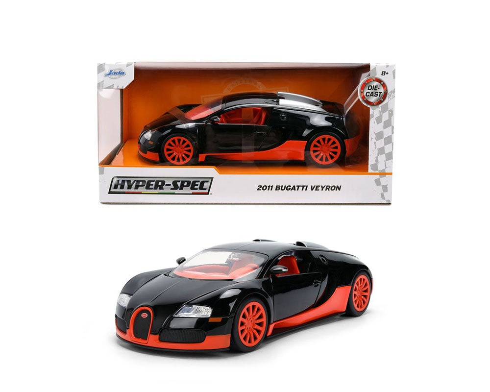 Jada - 1:24 Bugatti Veyron 2011 – Hyper-Spec (Negro con Naranja)
