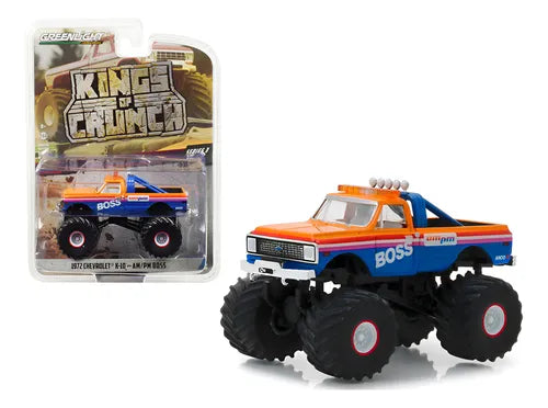 Greenlight 1:64 - Kings of Crunch Chevrolet K-10 - Am/pm 1972 Boss - (Azul/naranja)