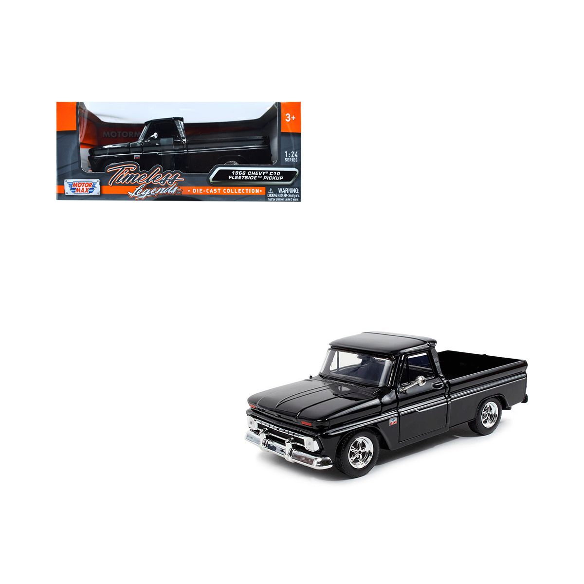 Motormax 1:24 - TL Chevrolet 1966 C10 Pickup Custom Wheels - (Negro)