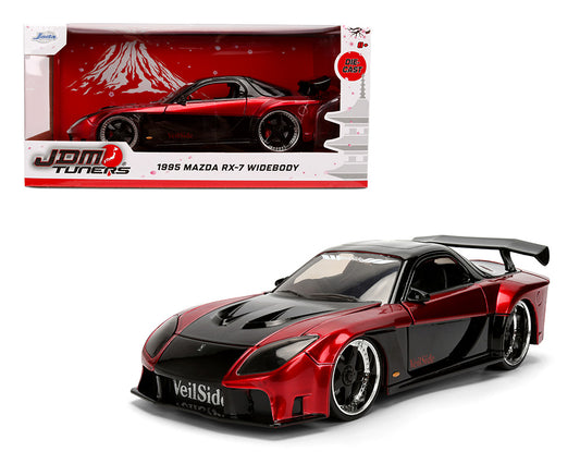 Jada 1:24 - 1995 Mazda RX-7 Widebody – Negro/Rojo – JDM Tuners