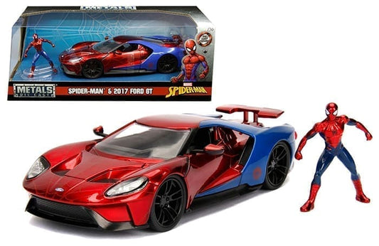 Jada 1:24 - Spider-Man and 2017 Ford GT - Rojo con azul – Marvel – Hollywood Rides