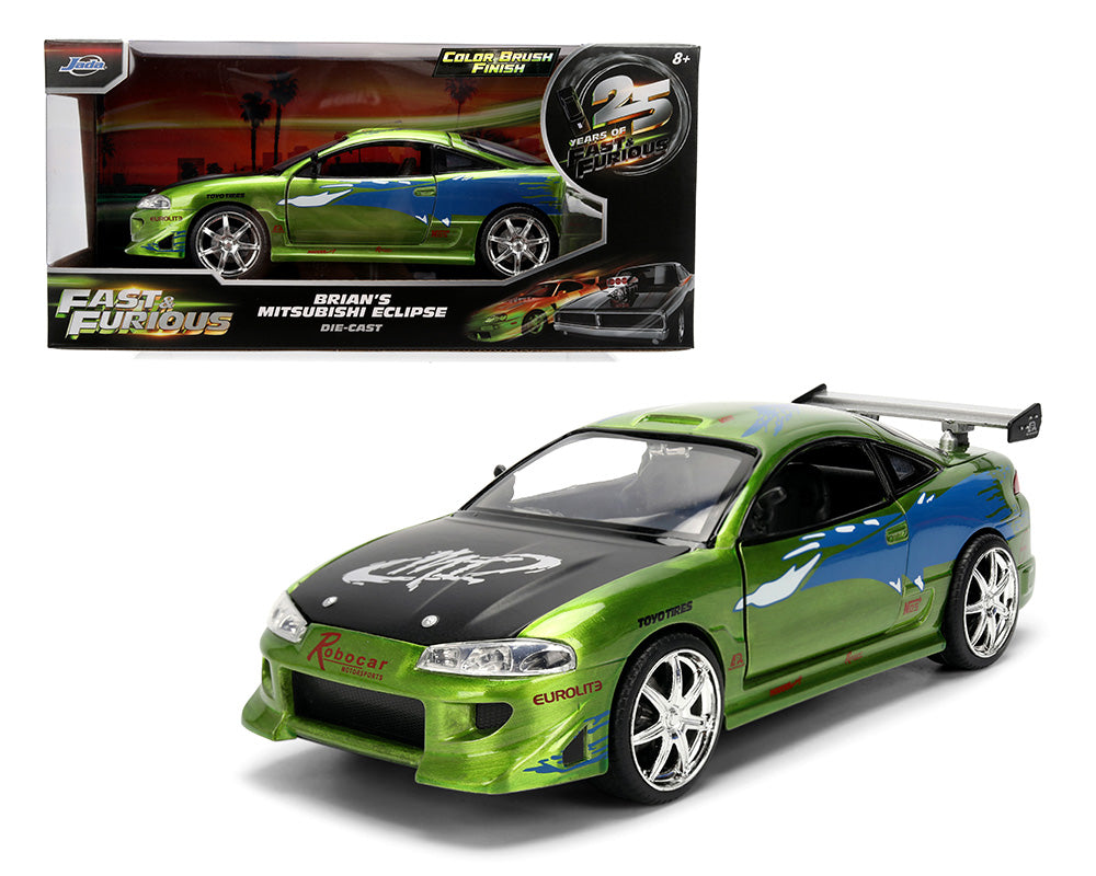 Jada 1:24 - Brian’s Mitsubishi Eclipse – Green Color Brush Finish – Rapidos y furiosos 25 Aniversario