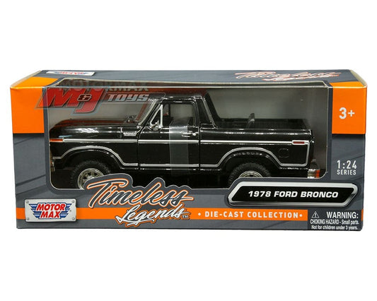 Motormax 1:24 - 1978 Ford Bronco Custom – Timeless Legends (Negro)